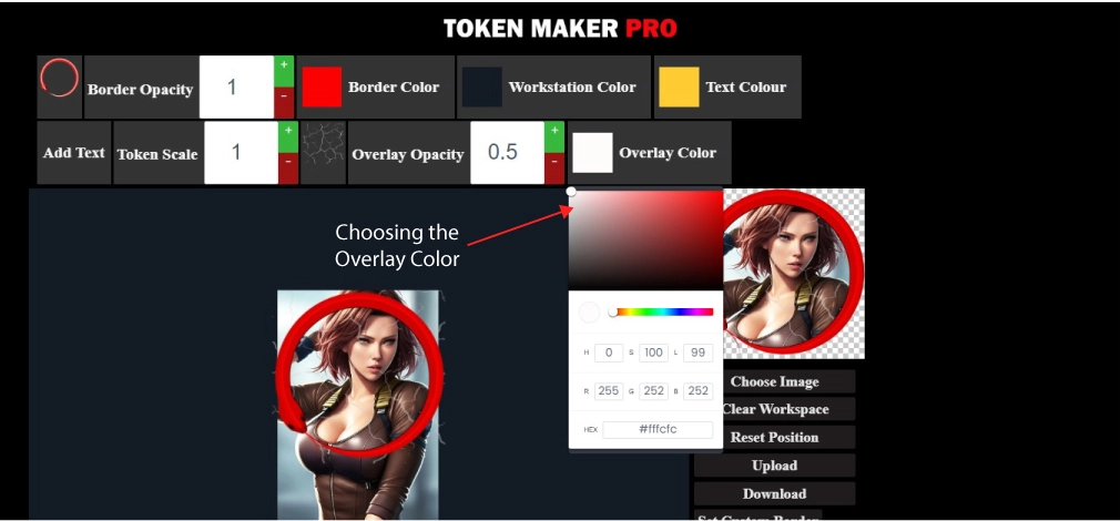choosing the overlay color